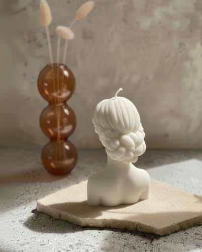 Image of Lady Sculpture Scented Candle | Premium Soy Wax Decorative Bust Candle for Home Decor | Long Burning, Aromatherapy Fragrance | Aesthetic Room Decoration Gift for Women (White, Lavender)