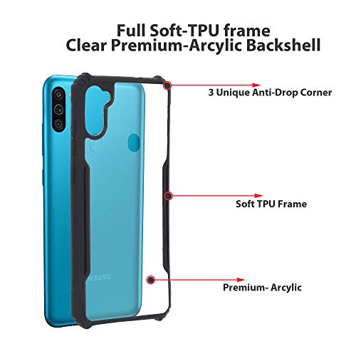 Image of LIRAMARK Transparent Clear Shock Proof Back Cover Case Designed for Samsung Galaxy A11 / Galaxy M11 (Black)