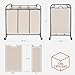 STORAGE MANIAC 3 Section Laundry Sorter, 35.9 Gal (136 L) Laundry Hamper Cart with Heavy Duty Rolling Lockable Wheels and Removable Bags, Clothes Organizer Basket Clothes Separator Hamper, Beige