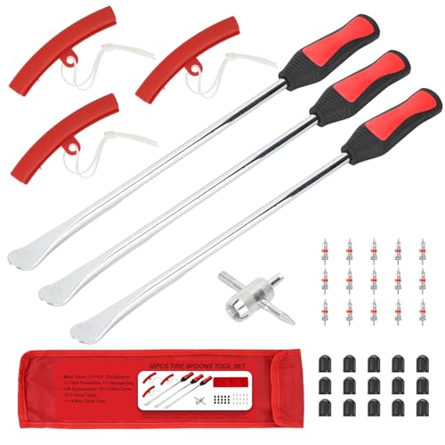 Msuhettu 38 PCS Tire Spoons Tool Set Premium Tire Irons Tire Changing Kit with 14.5 Levers for Motorcycle Dirt Bike & Lawn Mower Including Rim Protectors Valve Tools & Accessories