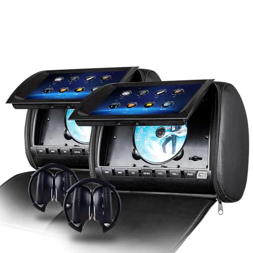 RoverOne 2 X 9 Pouces Lecteurs DVD d'appui-tête de Siège d'auto Moniteur à 1080P avec Port HDMI Prise en Charge des écouteurs de USB SD AUX IR FM