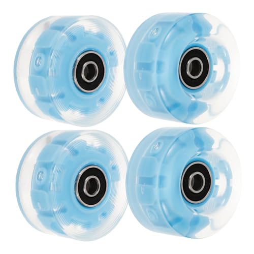 BESPORTBLE 4pcs Roller Skating Wheels with Flashing Lights High Elasticity for Outdoor Indoor Skating Compatible with Brands Includes Wrench for Easy Installation