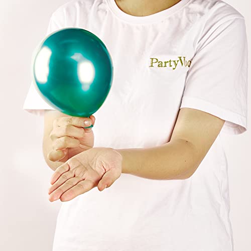Image of PartyWoo Metallic Green Balloons 50pcs 5 Inch Chrome Green Latex Balloons for Graduation Jungle Dinosaur Forest Woodland Baby Shower Wedding Engagement Birthday Party Decorations Green-G103