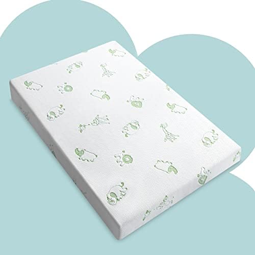 Pack n Play Mattresses, Portable Pack and Play Mattress Topper, Memory Foam Playpen Mattress with Removable Cover, Quiet and Odorless Playard Mattress Fits Pack N Play, 38"x26"x3"(Lion)