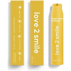Love2smile Mango Sorbet Tandpasta – De Natuurlijke tandenbleker van Nederland & Belgiรซ – Goedgekeurde Tandpasta – Teeth Whitening – Wittere Tanden – Zonder Peroxide