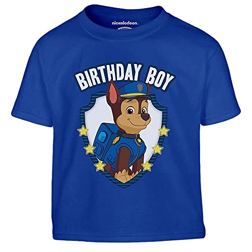 PAW PATROL Chase Birthday Boy Geburtstag Junge Kinder Jungen T-Shirt 128 Blau
