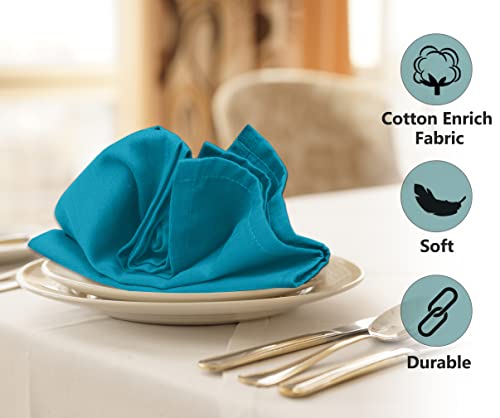 Image of Ruvanti Cloth Napkins Set of 12, 18x18 Inches Napkins Cloth Washable, Soft, Durable, Absorbent, Cotton Blend. Table Dinner Napkins Cloth for Hotel, Lunch, Restaurant, Weddings, Events, Parties - Teal