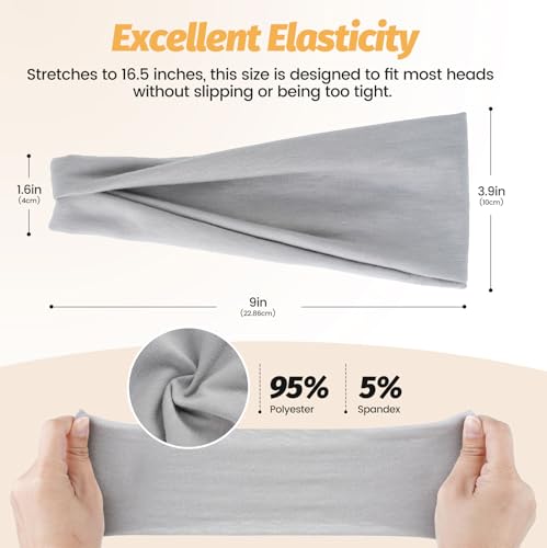 Headbands for Women - 6 Pack Wide Elastic Hair Bands | Stretchy Sweatbands Hair Bands | Soft Sports Thin Head Bands | Non-Slip Accessories Bands for Fashion, Washing Face, Workouts, Yoga, Daily Use2