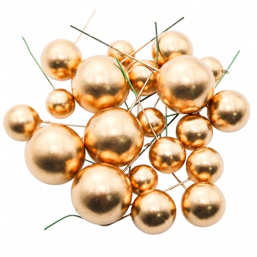 Gold Cake Ball Toppers Decorations, 20 Pcs Mini, 4 Size