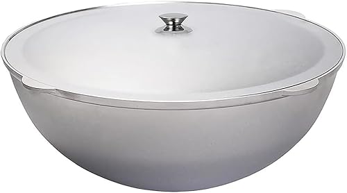 Cast Aluminum Asian Cauldron with Lid Aluminum Kazan, Dutch Oven Pot, Camping Cookware Kitchen Pot, Oven Safe Caldero, Gray ((15 L))