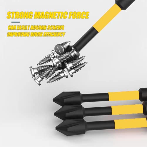 Yizlte Magnetic Screwdriver Bit Set, 6Pcs Ph2 Electric Screw 1/4 Inch Hexagon Impact Screwdriver Drill Anti Slip S2 Steel Cross Slot Screwdriver Bit Set For Rod Power #TOP5