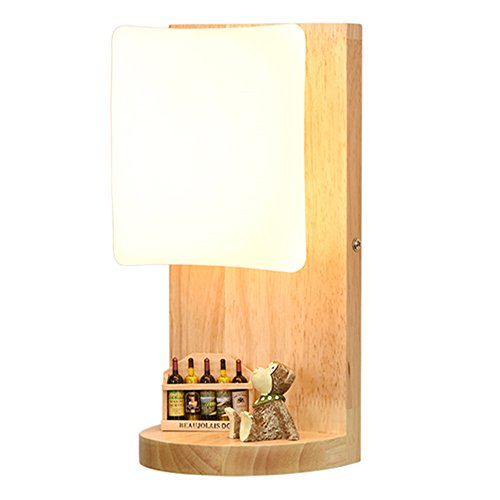 Lámpara de pared de madera cristal E27 aplique iluminación dormitorio