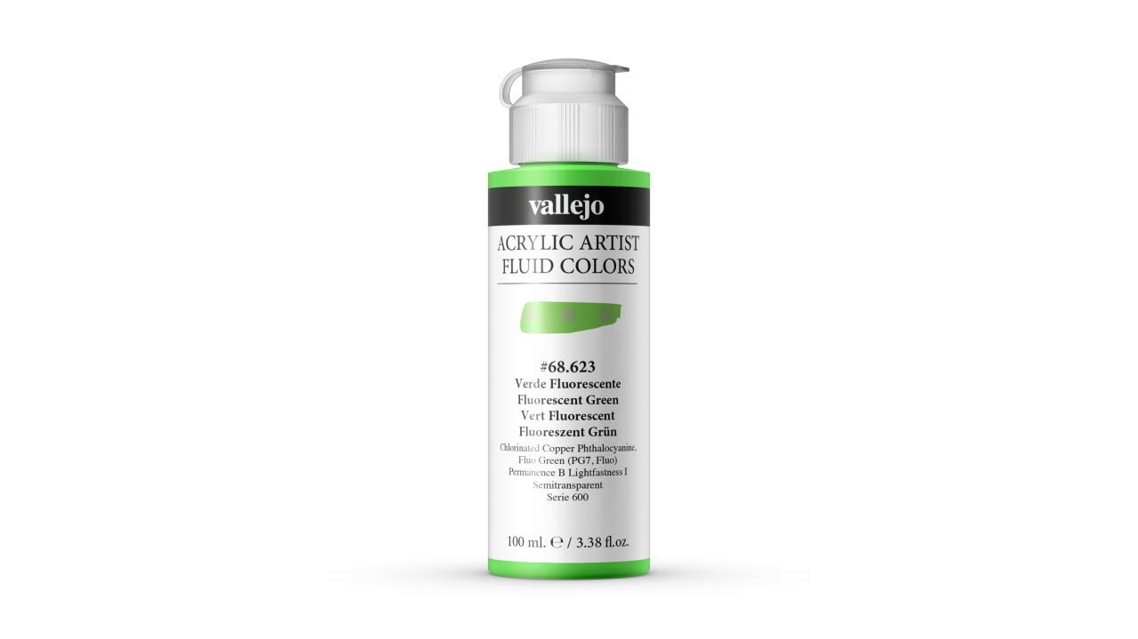 Vallejo Green : Fluid Artist Acrylic Paint : 100Ml : Fluorescent
