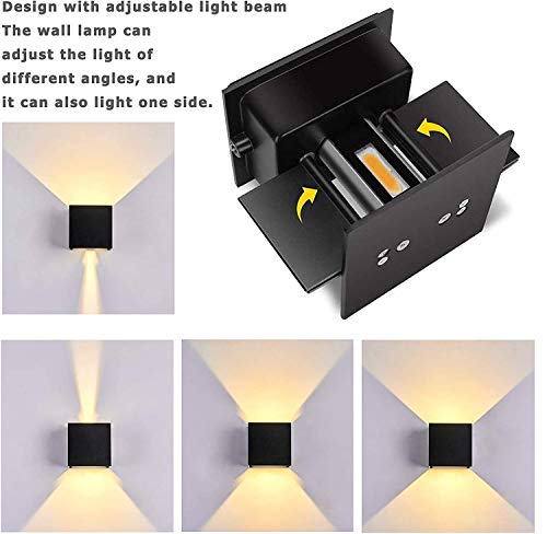 Lanfu HX-081000 Led Aluminum Waterproof Outdoor Wall Sconce, Outdoor Wall Light 6W 100-277V 3000K Outdoor Cube Square Wall Light Warm Light 2 Leds Black 6W Outside Wall Lights For House Patio thumb #2