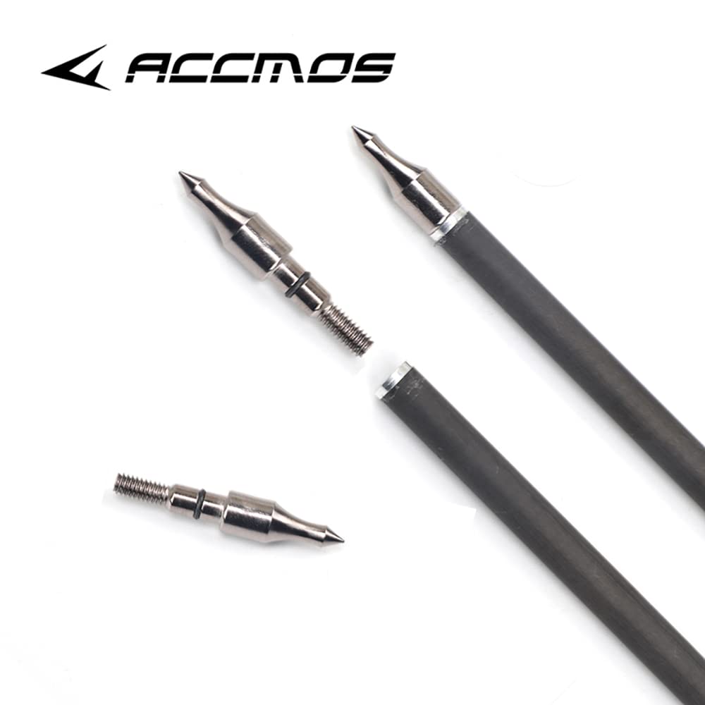 ACCMOS 24pcs Diamètre Intérieur 6.2mm .244" 22-31 Pouces Flèches Spine 300 350 400 500 600 700 800 Adulte Jeunesse Flèche Carbone avec Encoche Rotative pour Arc à Poulies et Arc Recurve Style1