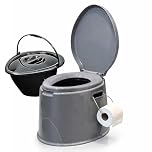 DIVCHI Portable Camping Toilet for Adults, Compact Lightweight Toilet with Lid, Removable Bucket & Paper Holder, 6L Large Capacity Travel Toilets for Car, Tent & Outdoor Use