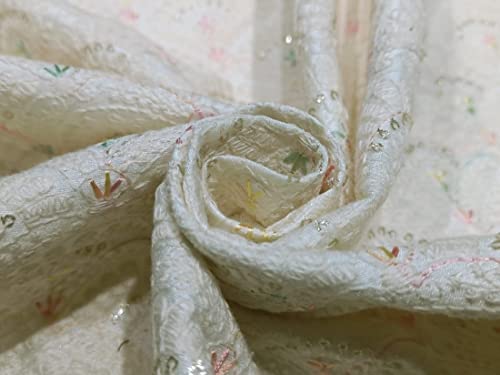 Tissu brocart brodé avec séquences BRO836 de 111cm pour couture et loisirs créatifs