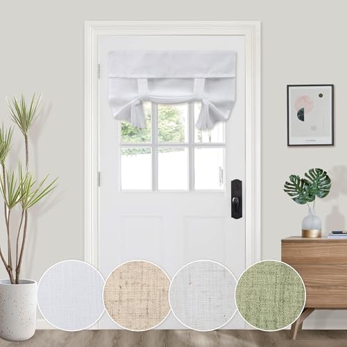Wallona Linen French Door Curtain Sheer Blinds for Door Window Light Filtering Tie up...
