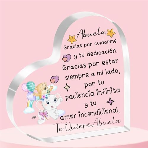 Abuela Corazón Acrílico Placa Adornos Mujeres Regalos Día Madre Letrero Escritorio Elefante Navidad Personalizado Decoración del Hogar Cumpleaños de Abuelita Jubilación Gracias Apreciar Recuerdo