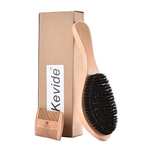 Kevide Wave Brush Men Wave Brush 360 Hair Comb,Men's Wave Brush and Wooden Comb,Hair Wave Brush Gift set (Wood Color)