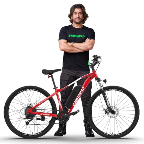 EMotorad T-rex Air | Bicicleta Eléctrica de Montaña para Adultos | Neumáticos 29x2.4" | Motor 36V 250W | Batería Extraíble 13Ah | Suspensión Delantera 100mm | Frenos de Disco Mecánicos (Rojo)