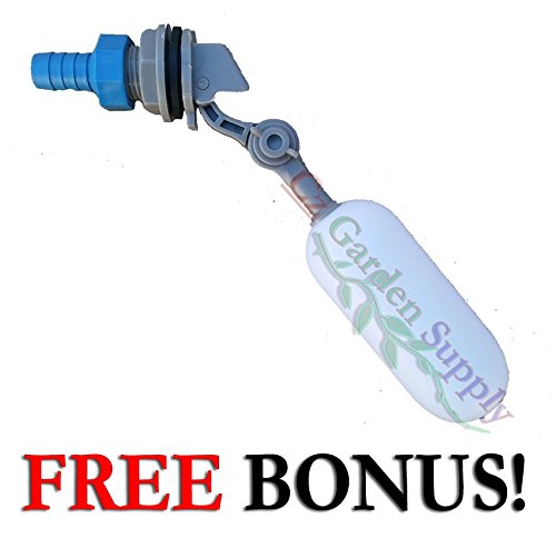 Mini Float Valve Kit with Adjustable Arm for Ponds, Chickens, Aquariums, Aquaponics, Aquaculture, Hydroponics Tank Reservoir. Made of Tough, Precision PVC (1/2" NPT Male)