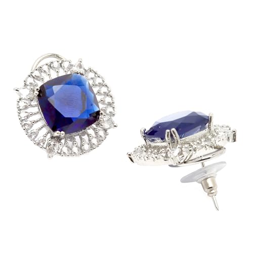 Rhodium-Plated Diamond Stud Earrings