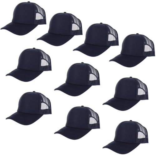 Image of 10 PCS Sublimation Blank Trucker Hats, Plain Baseball Caps with Adjustable Back Strap Unisex Mesh Caps for Men and Women DIY