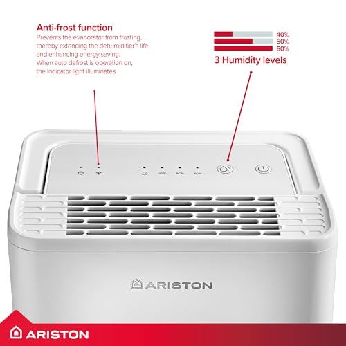Ariston DEOS 12 UK Dehumidifier 12L Day Super Silent Auto Restart Auto Shut Off Continuous Operation Dust Filter Air Filter - Image 3