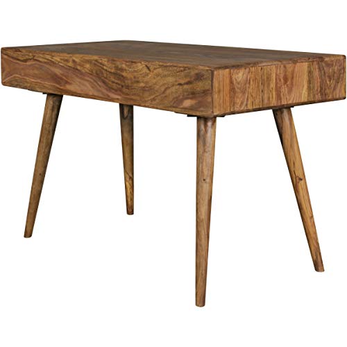 Image of DEMIWALL Sheesham Wood Study Table for Students Reading Writing Computer Table Office Desk with 2 Drawer and Shalf | Brown & Black-D15