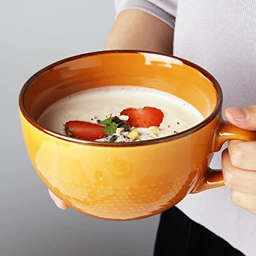 Kaffeetasse Groß,Tasse 700ml,Große Tasse,Tasse Steingut, Cappuccino Tassen Steingut,XXL Tasse,Keramik Becher,Groß Müslischalen mit Henkel,Salat Schale,Kaffeetasse aus Porzellan