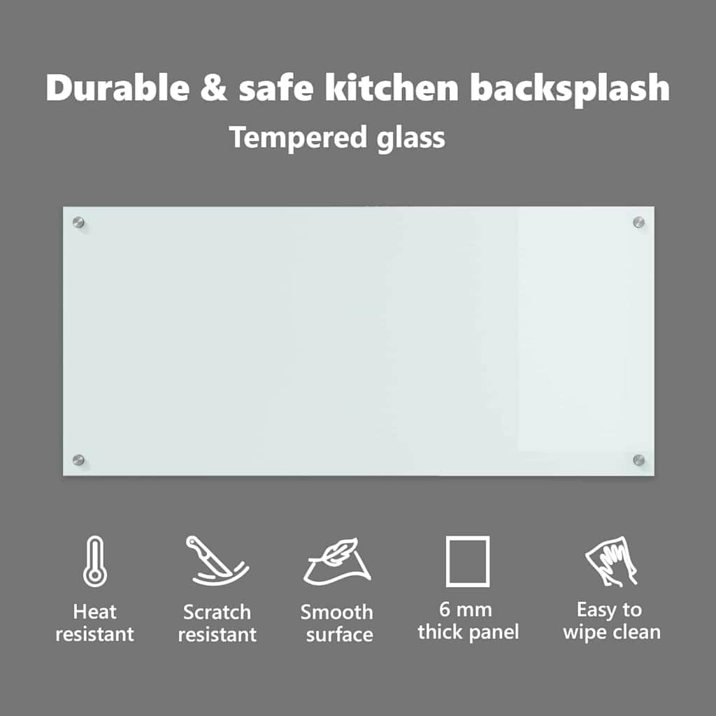 vidaXL Panel kuchenny Biały 110 x 50 cm szkło hartowane