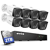 ANNKE H500 Bullet 5MP PoE Système de Surveillance 8CH NVR 6MP H.265 avec 2To Disque Dur et 8 Caméras de Surveillance 5MP, RJ45, IP67 Étanche, Vision Nocturne Enregistreur Couleur Basse Lumière