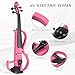 Ktaxon Full Size Electric Violin, 4/4 Acoustic Silent Electric Violin for Beginner Adults Teens with Ebony Fittings, Case, Bow, Headphone, Rosin and Extra String (Pink)