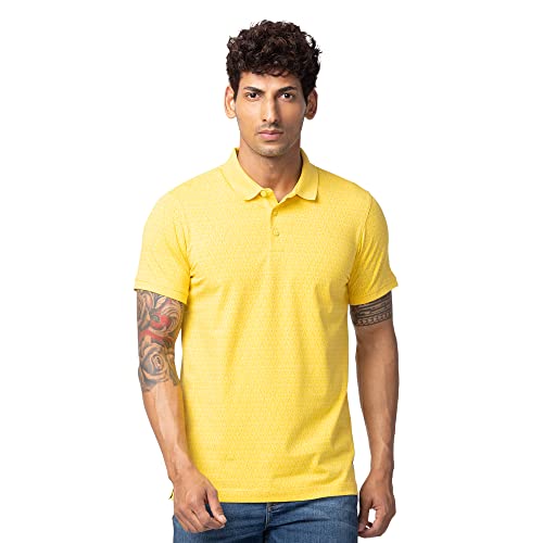 Image of Spykar Men's Slim Fit Polo Neck Half Sleeve Solid Casual T-Shirt