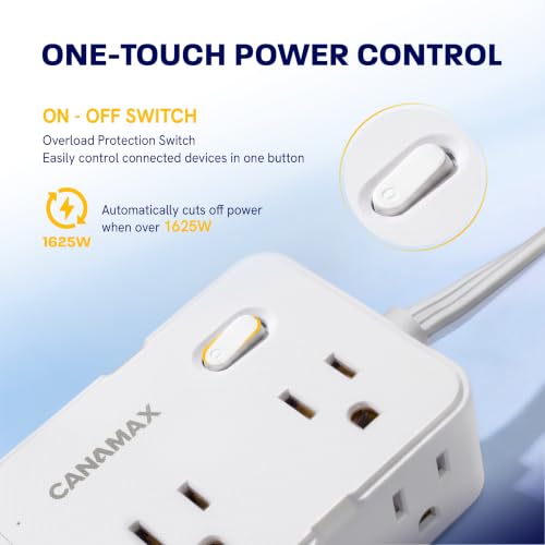 Image of 6 Ft Extension Cord Surge Protector Power Strip, Fast Charge 20W USB C, Flat Plug with 8 AC Outlets & 4 USB (2 USB C, 1 PD 20W), 1050J Surge Protector, 1875W /13A, Wall Mountable for Home Office Dorm