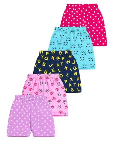 Image of Kuchipoo Girls Regular Fit Cotton Shorts - Pack of 5