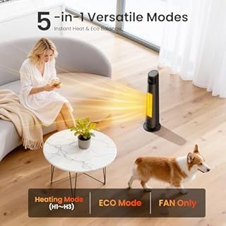 FLANUR 1500W Space Heaters for Indoor Use Large Room, WIFI Electric Heater with Voice Control, 5 Modes, ECO Thermostat, 12H Timer, Quiet & Safety PTC Ceramic Heater for Bedroom, Black