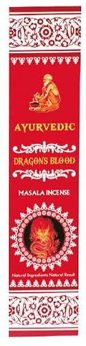 Dragon's Blood Ayurvedic Masala Incense Sticks, Set of 3, with Incense Stick Holder – Premium Hand-Rolled Aromatic Incense for Purification, Meditation, and Relaxation