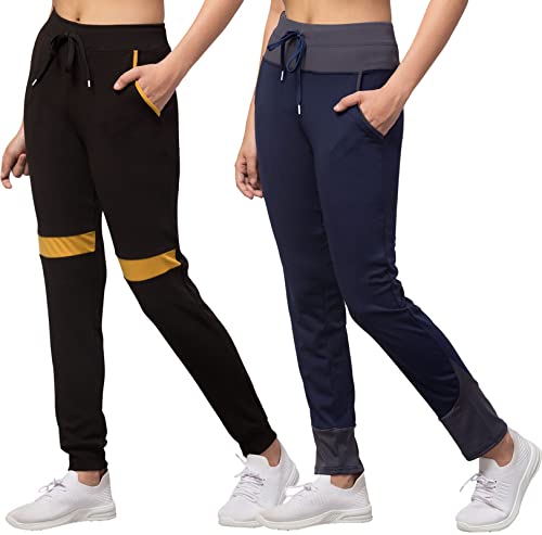 Image of BLUECON Women's Slim Fit Polyester Trackpants (Combo Pack of 2)
