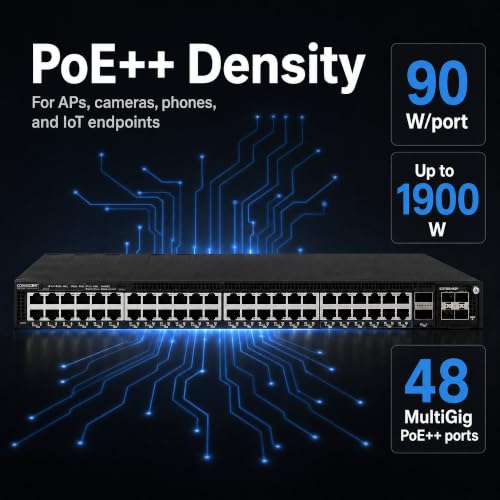 Image of Ruckus ICX7550-48ZP-E2 Managed Switch, 36x 2.5G Multigigabit PoE++ + 12x 1 /2.5 /5 /10G Multigigabit PoE++, 2x 40 /100GbE QSFP+ + Modular Expansion Slot Uplinks - ICX7550-48ZP-E2