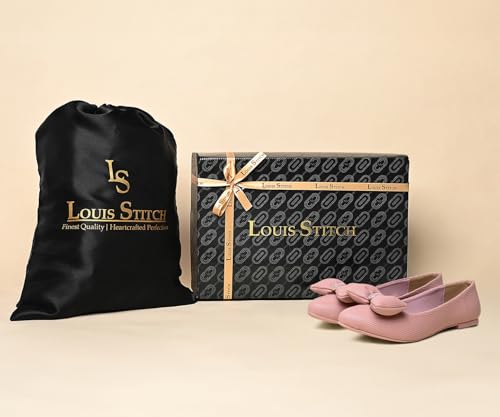 Image of LOUIS STITCH Women's Stylish Bow Ballerina Flats | Premium Closed-Toe Flat Sandals| Comfort Ballerina for Office & Everyday Style| LS-LDCF-010