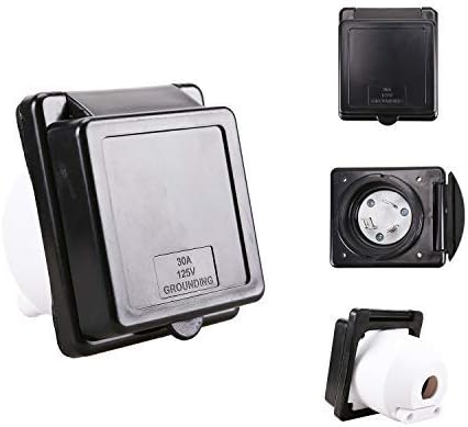 EPICORD RV Power Inlet 125V 30 AMP Power Plug Twist Lock Inlet with 3 Stainless Steel Pins and Screws (30A Inlet-Black)