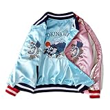 IXYHPJP Doppelseitige Satin-Baseballjacke Damen Sukajan Bomberjacke Damen Yokosuka Mädchen Stickerei Mantel Frühling Pink L