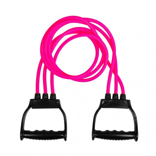 Image of Fitfix Triple Tube 20kg Pink Colour 45 lbs Resistance Band with Handles - Heavy Duty Exercise Tube for Home Gym, Strength Training, Yoga, Stretching & Full Body Workout Equipment for Men & Women