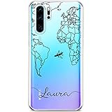 Mertak Phone Case Compatible with Huawei P50 Pro Nova 8 P30 Lite P20 P10 Lite Mate 40 Name Protective Design Silicone Cover Travel TPU World Map Flexible Lightweight Drawing Slim Minimal Custom