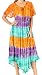 Sakkas Sula Long Laced Cotton Tie-Dye Wide Neck Embroidered Boho Sundress Cover Up