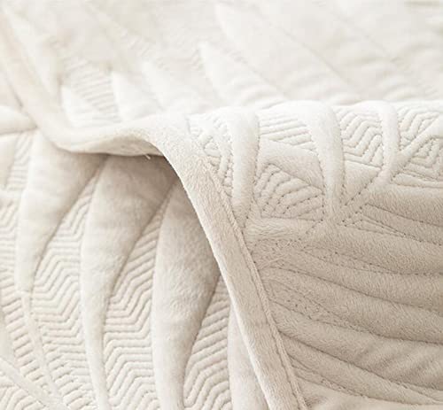 Vctops Tropical Leaves Sofa Slipcover Plush Soft L Shape Sofa Cover Non Slip Solid Color Sectional Couch Cover Furniture Protector Cover For Pets Kids Children Dog Cat (Cream,43"X94") #TOP2