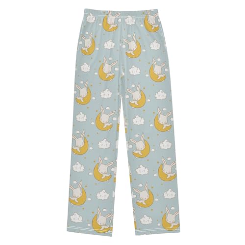 ZZKKO Cartoon Bunny Moon Cloud Boys Pants for Kids Jogger Pants with Pockets S-XL