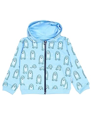 Image of The Mom Store Unisex Fleece Hooded Neck Hoodie (TMS-1234 Happy Penguin Blue 3 Years-4 Years)